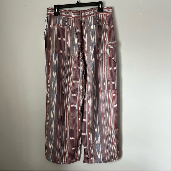 Urban Outfitters BDG Rae Linen Blend Bohemian Printed Cargo Pants Size 8 NWT - Picture 13 of 16